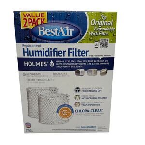 BestAir H64 Humidifier Replacement Filters 2-Pack for Holmes, Sunbeam, Bionaire